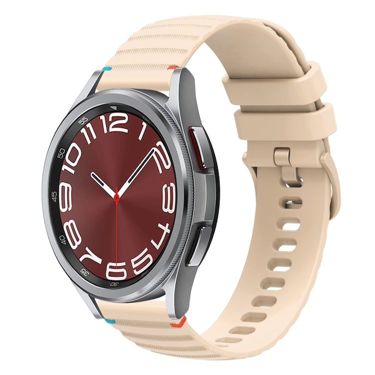 Bracelet de montre en silicone ondulé à points cousus 20mm, pour Samsung Galaxy Watch FE 40mm, pour Samsung Galaxy Watch 7 40 / 44mm, pour Samsung Galaxy Watch 6 Classic 43 / 47mm, pour Samsung Galaxy Watch 6 40 / 44mm