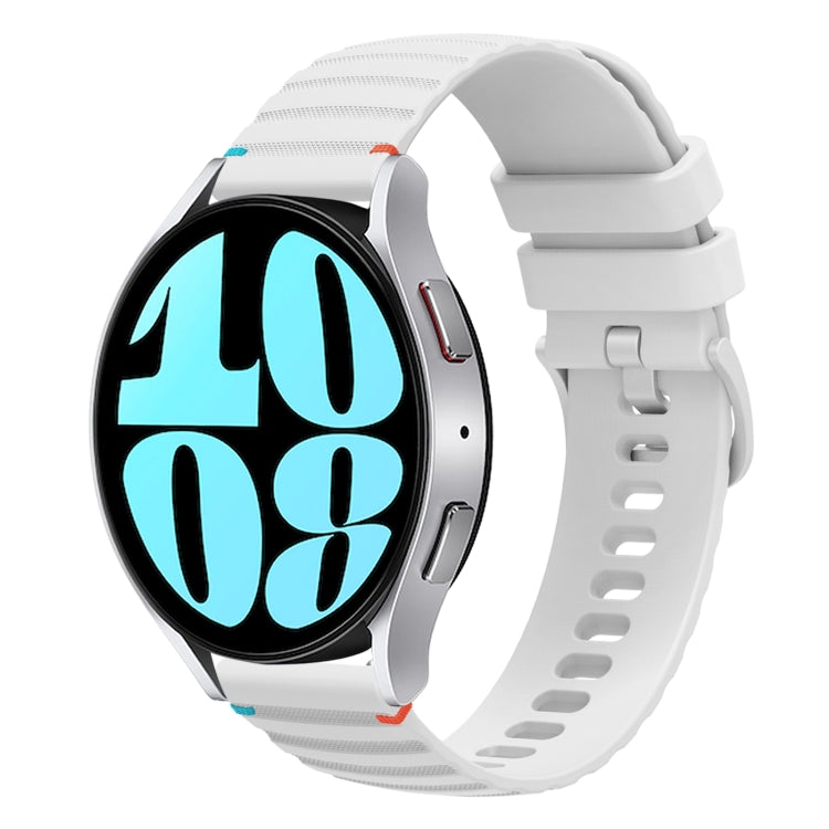 Bracelet de montre en silicone ondulé à points cousus 20mm, pour Samsung Galaxy Watch FE 40mm, pour Samsung Galaxy Watch 7 40 / 44mm, pour Samsung Galaxy Watch 6 Classic 43 / 47mm, pour Samsung Galaxy Watch 6 40 / 44mm