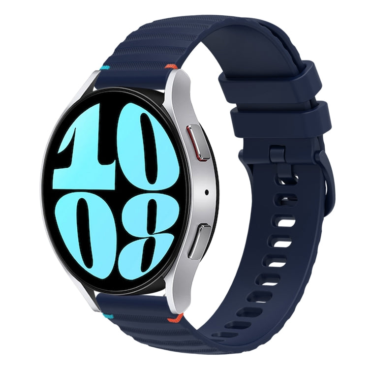 Bracelet de montre en silicone ondulé à points cousus 20mm, pour Samsung Galaxy Watch FE 40mm, pour Samsung Galaxy Watch 7 40 / 44mm, pour Samsung Galaxy Watch 6 Classic 43 / 47mm, pour Samsung Galaxy Watch 6 40 / 44mm