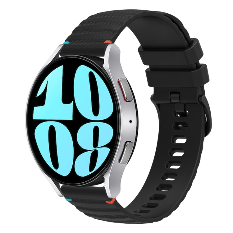 Bracelet de montre en silicone ondulé à points cousus 20mm, pour Samsung Galaxy Watch FE 40mm, pour Samsung Galaxy Watch 7 40 / 44mm, pour Samsung Galaxy Watch 6 Classic 43 / 47mm, pour Samsung Galaxy Watch 6 40 / 44mm