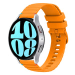 Bracelet de montre en silicone ondulé à points cousus 20mm, pour Samsung Galaxy Watch FE 40mm, pour Samsung Galaxy Watch 7 40 / 44mm, pour Samsung Galaxy Watch 6 Classic 43 / 47mm, pour Samsung Galaxy Watch 6 40 / 44mm
