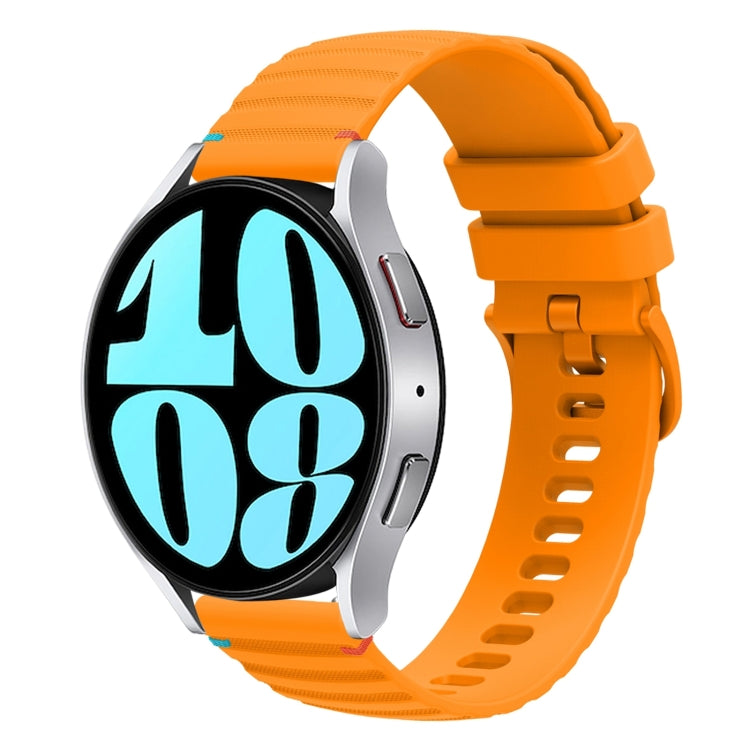 Bracelet de montre en silicone ondulé à points cousus 20mm, pour Samsung Galaxy Watch FE 40mm, pour Samsung Galaxy Watch 7 40 / 44mm, pour Samsung Galaxy Watch 6 Classic 43 / 47mm, pour Samsung Galaxy Watch 6 40 / 44mm