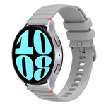 Bracelet de montre en silicone ondulé à points cousus 20mm, pour Samsung Galaxy Watch FE 40mm, pour Samsung Galaxy Watch 7 40 / 44mm, pour Samsung Galaxy Watch 6 Classic 43 / 47mm, pour Samsung Galaxy Watch 6 40 / 44mm