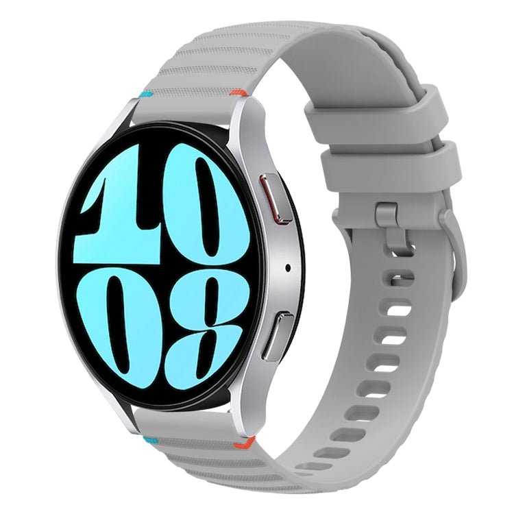 Bracelet de montre en silicone ondulé à points cousus 20mm, pour Samsung Galaxy Watch FE 40mm, pour Samsung Galaxy Watch 7 40 / 44mm, pour Samsung Galaxy Watch 6 Classic 43 / 47mm, pour Samsung Galaxy Watch 6 40 / 44mm