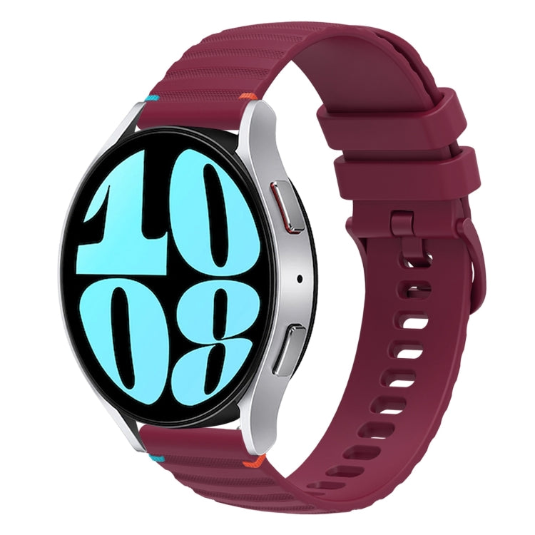 Bracelet de montre en silicone ondulé à points cousus 20mm, pour Samsung Galaxy Watch FE 40mm, pour Samsung Galaxy Watch 7 40 / 44mm, pour Samsung Galaxy Watch 6 Classic 43 / 47mm, pour Samsung Galaxy Watch 6 40 / 44mm
