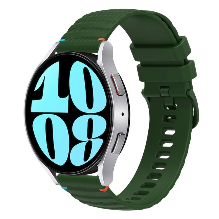 Bracelet de montre en silicone ondulé à points cousus 20mm, pour Samsung Galaxy Watch FE 40mm, pour Samsung Galaxy Watch 7 40 / 44mm, pour Samsung Galaxy Watch 6 Classic 43 / 47mm, pour Samsung Galaxy Watch 6 40 / 44mm