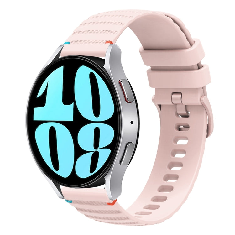 Bracelet de montre en silicone ondulé à points cousus 20mm, pour Samsung Galaxy Watch FE 40mm, pour Samsung Galaxy Watch 7 40 / 44mm, pour Samsung Galaxy Watch 6 Classic 43 / 47mm, pour Samsung Galaxy Watch 6 40 / 44mm