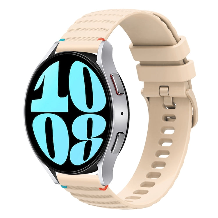 Bracelet de montre en silicone ondulé à points cousus 20mm, pour Samsung Galaxy Watch FE 40mm, pour Samsung Galaxy Watch 7 40 / 44mm, pour Samsung Galaxy Watch 6 Classic 43 / 47mm, pour Samsung Galaxy Watch 6 40 / 44mm