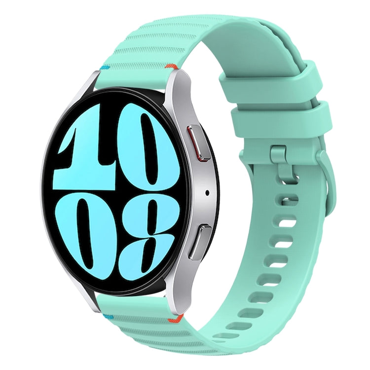 Bracelet de montre en silicone ondulé à points cousus 20mm, pour Samsung Galaxy Watch FE 40mm, pour Samsung Galaxy Watch 7 40 / 44mm, pour Samsung Galaxy Watch 6 Classic 43 / 47mm, pour Samsung Galaxy Watch 6 40 / 44mm
