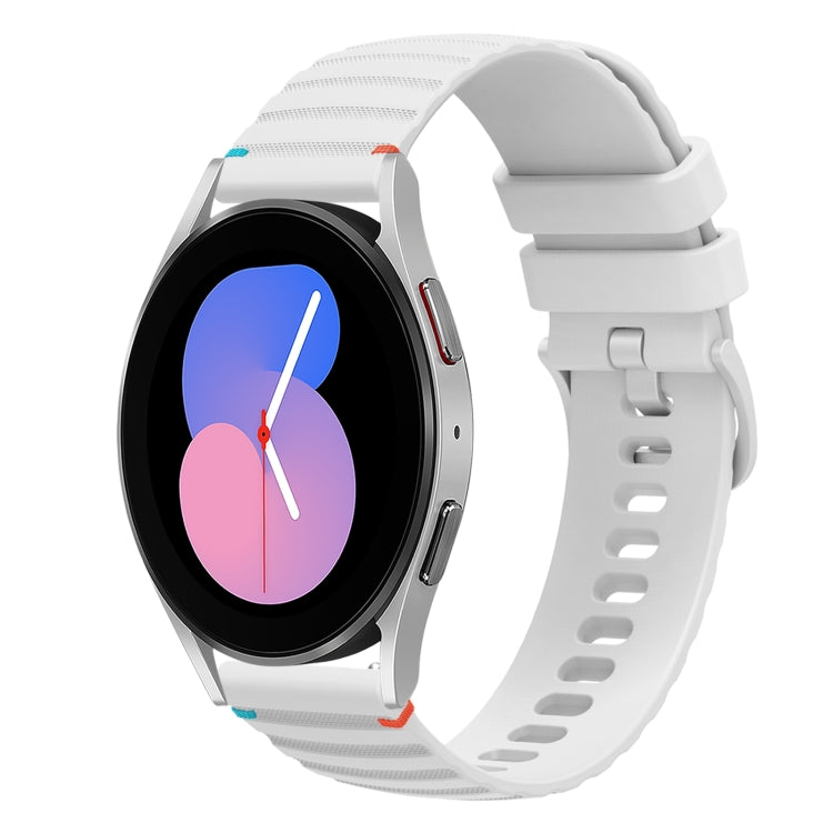 Bracelet de montre en silicone 20mm ondulé à points cousus, pour Samsung Galaxy Watch 5 40 / 44mm, pour Samsung Galaxy Watch 5 Pro 45mm, pour Samsung Galaxy Watch 4 40 / 44mm, pour Samsung Galaxy Watch 4 Classic 42 / 46mm