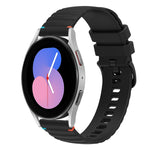 Bracelet de montre en silicone 20mm ondulé à points cousus, pour Samsung Galaxy Watch 5 40 / 44mm, pour Samsung Galaxy Watch 5 Pro 45mm, pour Samsung Galaxy Watch 4 40 / 44mm, pour Samsung Galaxy Watch 4 Classic 42 / 46mm