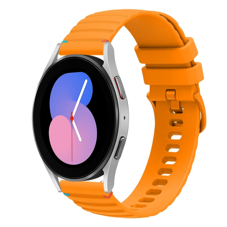 Bracelet de montre en silicone 20mm ondulé à points cousus, pour Samsung Galaxy Watch 5 40 / 44mm, pour Samsung Galaxy Watch 5 Pro 45mm, pour Samsung Galaxy Watch 4 40 / 44mm, pour Samsung Galaxy Watch 4 Classic 42 / 46mm