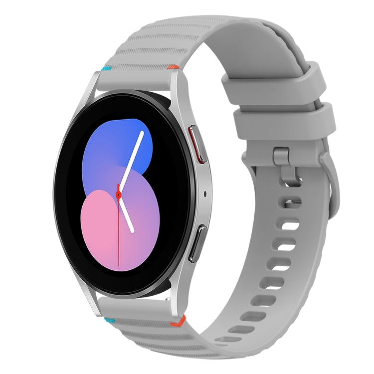 Bracelet de montre en silicone 20mm ondulé à points cousus, pour Samsung Galaxy Watch 5 40 / 44mm, pour Samsung Galaxy Watch 5 Pro 45mm, pour Samsung Galaxy Watch 4 40 / 44mm, pour Samsung Galaxy Watch 4 Classic 42 / 46mm
