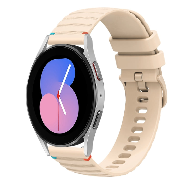 Bracelet de montre en silicone 20mm ondulé à points cousus, pour Samsung Galaxy Watch 5 40 / 44mm, pour Samsung Galaxy Watch 5 Pro 45mm, pour Samsung Galaxy Watch 4 40 / 44mm, pour Samsung Galaxy Watch 4 Classic 42 / 46mm