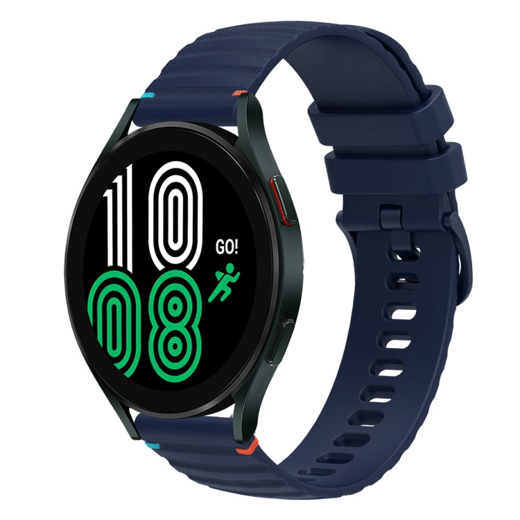 Bracelet de montre en silicone 20mm ondulé à points cousus, pour Samsung Galaxy Watch 5 40 / 44mm, pour Samsung Galaxy Watch 5 Pro 45mm, pour Samsung Galaxy Watch 4 40 / 44mm, pour Samsung Galaxy Watch 4 Classic 42 / 46mm