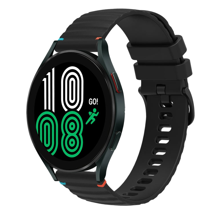 Bracelet de montre en silicone 20mm ondulé à points cousus, pour Samsung Galaxy Watch 5 40 / 44mm, pour Samsung Galaxy Watch 5 Pro 45mm, pour Samsung Galaxy Watch 4 40 / 44mm, pour Samsung Galaxy Watch 4 Classic 42 / 46mm