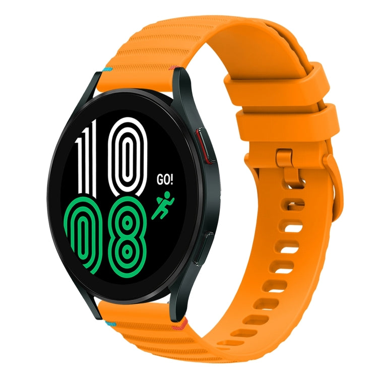 Bracelet de montre en silicone 20mm ondulé à points cousus, pour Samsung Galaxy Watch 5 40 / 44mm, pour Samsung Galaxy Watch 5 Pro 45mm, pour Samsung Galaxy Watch 4 40 / 44mm, pour Samsung Galaxy Watch 4 Classic 42 / 46mm