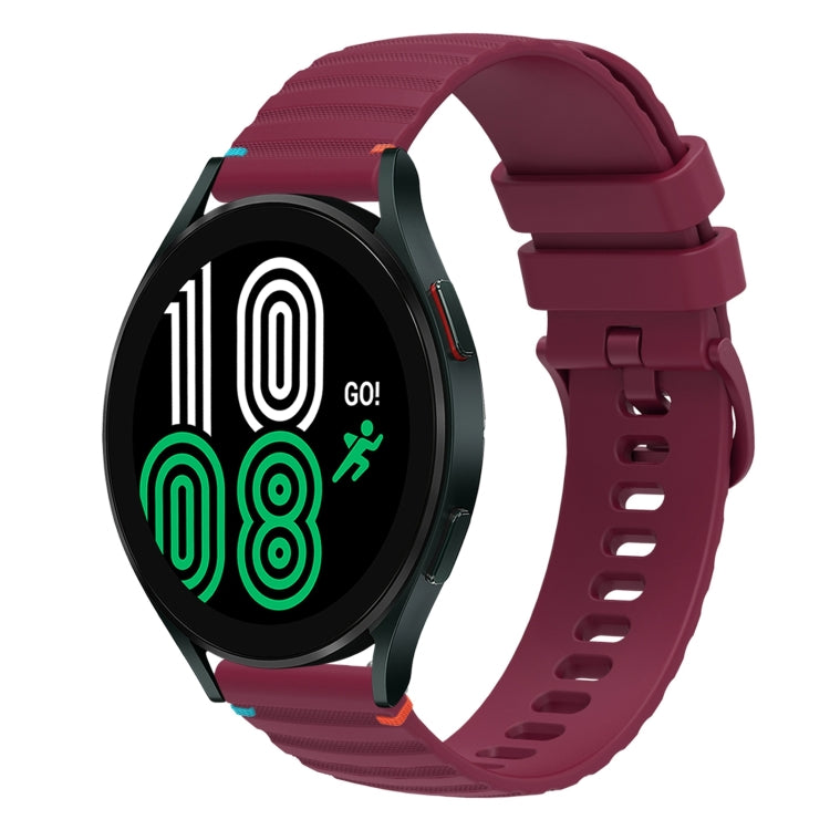 Bracelet de montre en silicone 20mm ondulé à points cousus, pour Samsung Galaxy Watch 5 40 / 44mm, pour Samsung Galaxy Watch 5 Pro 45mm, pour Samsung Galaxy Watch 4 40 / 44mm, pour Samsung Galaxy Watch 4 Classic 42 / 46mm