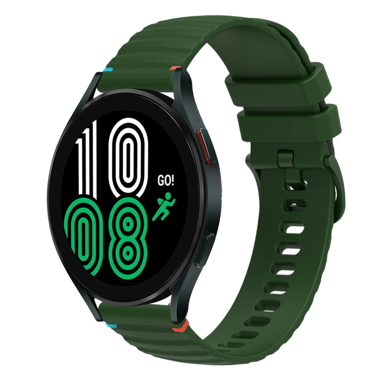 Bracelet de montre en silicone 20mm ondulé à points cousus, pour Samsung Galaxy Watch 5 40 / 44mm, pour Samsung Galaxy Watch 5 Pro 45mm, pour Samsung Galaxy Watch 4 40 / 44mm, pour Samsung Galaxy Watch 4 Classic 42 / 46mm