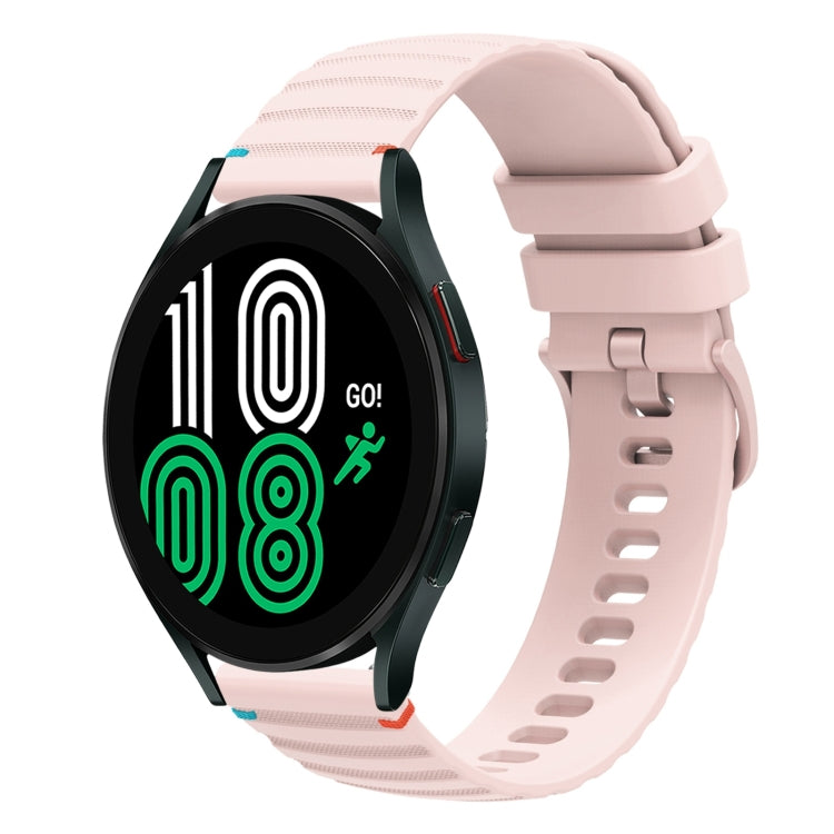 Bracelet de montre en silicone 20mm ondulé à points cousus, pour Samsung Galaxy Watch 5 40 / 44mm, pour Samsung Galaxy Watch 5 Pro 45mm, pour Samsung Galaxy Watch 4 40 / 44mm, pour Samsung Galaxy Watch 4 Classic 42 / 46mm