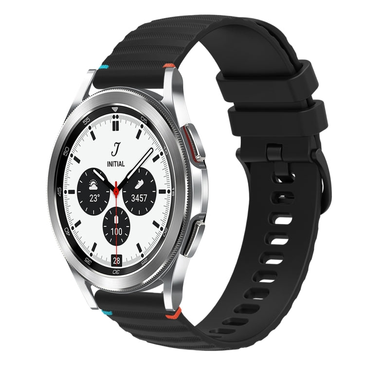 Bracelet de montre en silicone 20mm ondulé à points cousus, pour Samsung Galaxy Watch 5 40 / 44mm, pour Samsung Galaxy Watch 5 Pro 45mm, pour Samsung Galaxy Watch 4 40 / 44mm, pour Samsung Galaxy Watch 4 Classic 42 / 46mm