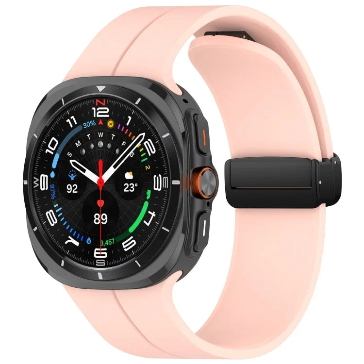 Bracelet de montre en silicone pliable à boucle magnétique style rainuré pour Samsung Galaxy Watch Ultra 47 mm