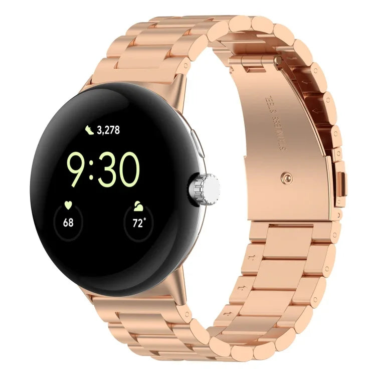 Bracelet de Montre en Métal Acier Inoxydable Trois Billes, Pour Google Pixel Watch 4 / Watch 3 45mm, Pour Google Pixel Watch 4 / 3 / 2 / 1 41mm