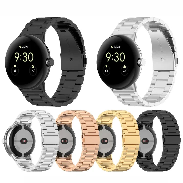 Bracelet de Montre en Métal Acier Inoxydable Trois Billes, Pour Google Pixel Watch 4 / Watch 3 45mm, Pour Google Pixel Watch 4 / 3 / 2 / 1 41mm