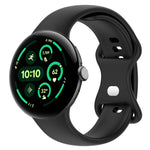 Bracelet de montre en silicone avec boucle papillon de couleur unie, Taille:L, Pour Google Pixel Watch 4 / Watch 3 45mm, Pour Google Pixel Watch 4 / 3 / 2 / 1 41mm