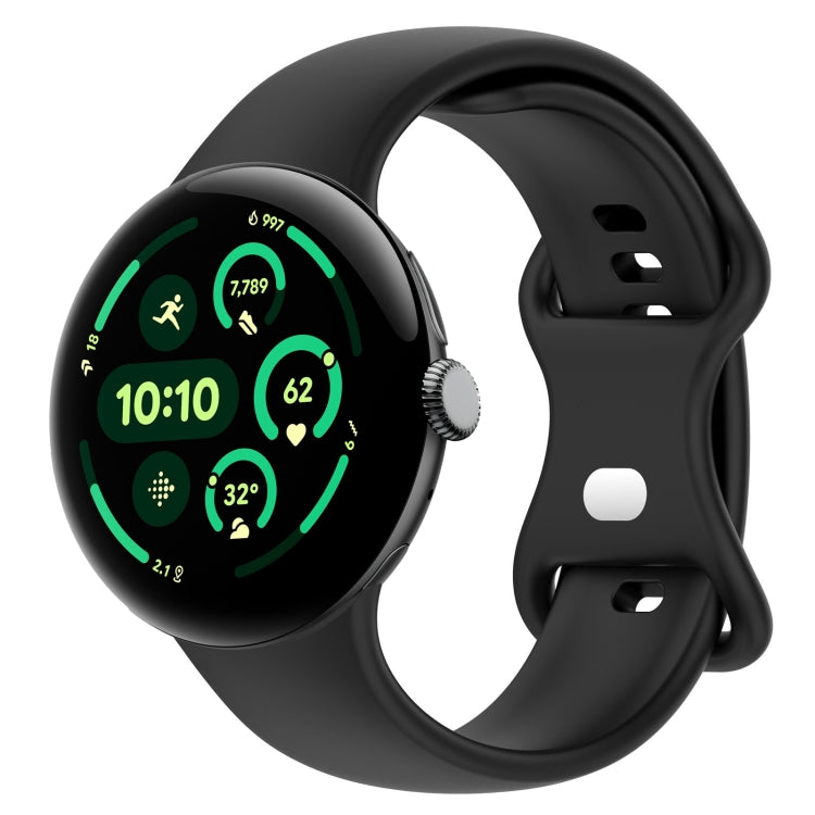 Bracelet de montre en silicone avec boucle papillon de couleur unie, Taille:L, Pour Google Pixel Watch 4 / Watch 3 45mm, Pour Google Pixel Watch 4 / 3 / 2 / 1 41mm