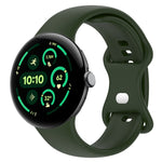Bracelet de montre en silicone avec boucle papillon de couleur unie, Taille:L, Pour Google Pixel Watch 4 / Watch 3 45mm, Pour Google Pixel Watch 4 / 3 / 2 / 1 41mm
