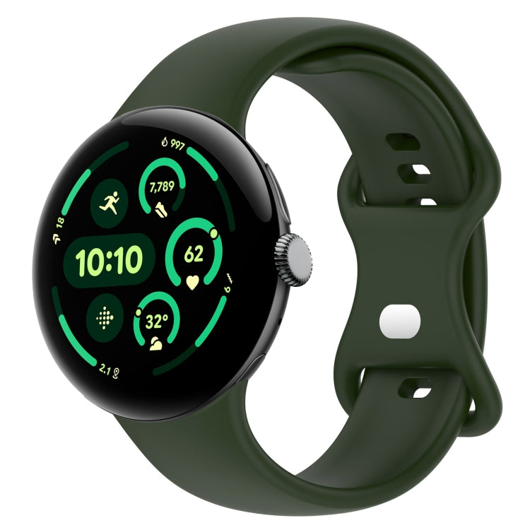 Bracelet de montre en silicone avec boucle papillon de couleur unie, Taille:L, Pour Google Pixel Watch 4 / Watch 3 45mm, Pour Google Pixel Watch 4 / 3 / 2 / 1 41mm