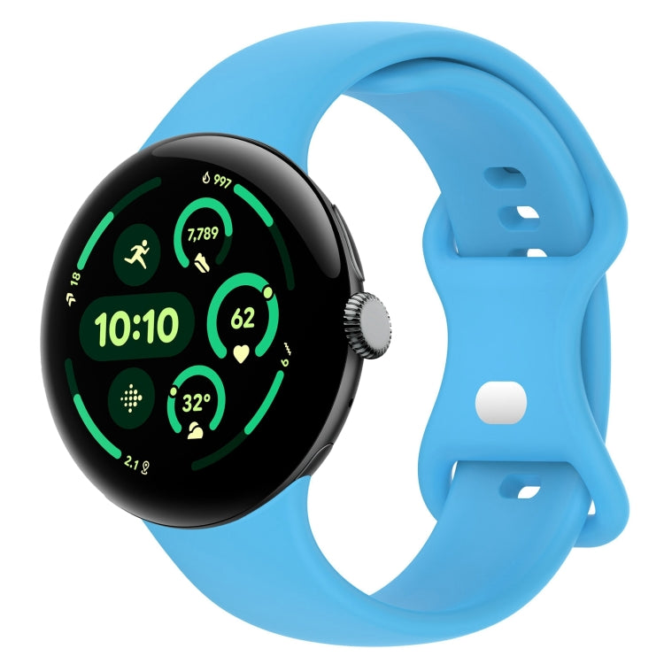 Bracelet de montre en silicone avec boucle papillon de couleur unie, Taille:L, Pour Google Pixel Watch 4 / Watch 3 45mm, Pour Google Pixel Watch 4 / 3 / 2 / 1 41mm