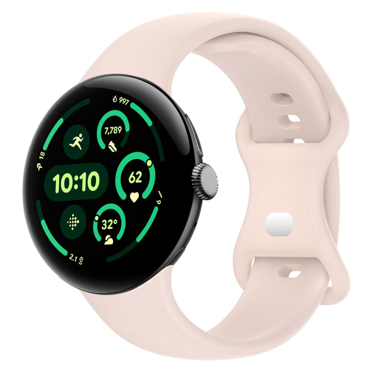 Bracelet de montre en silicone avec boucle papillon de couleur unie, Taille:L, Pour Google Pixel Watch 4 / Watch 3 45mm, Pour Google Pixel Watch 4 / 3 / 2 / 1 41mm
