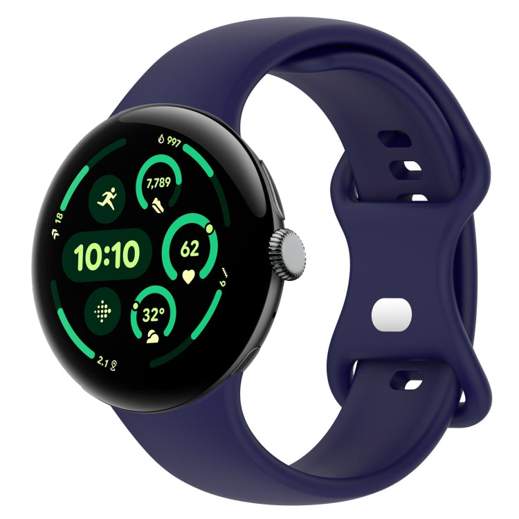 Bracelet de montre en silicone avec boucle papillon de couleur unie, Taille:L, Pour Google Pixel Watch 4 / Watch 3 45mm, Pour Google Pixel Watch 4 / 3 / 2 / 1 41mm