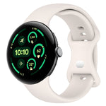 Bracelet de montre en silicone avec boucle papillon de couleur unie, Taille:L, Pour Google Pixel Watch 4 / Watch 3 45mm, Pour Google Pixel Watch 4 / 3 / 2 / 1 41mm