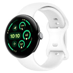 Bracelet de montre en silicone avec boucle papillon de couleur unie, Taille:L, Pour Google Pixel Watch 4 / Watch 3 45mm, Pour Google Pixel Watch 4 / 3 / 2 / 1 41mm