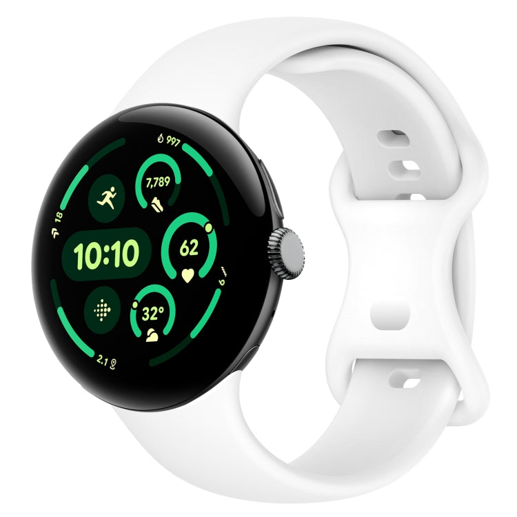 Bracelet de montre en silicone avec boucle papillon de couleur unie, Taille:L, Pour Google Pixel Watch 4 / Watch 3 45mm, Pour Google Pixel Watch 4 / 3 / 2 / 1 41mm