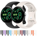 Bracelet de montre en silicone avec boucle papillon de couleur unie, Taille:L, Pour Google Pixel Watch 4 / Watch 3 45mm, Pour Google Pixel Watch 4 / 3 / 2 / 1 41mm