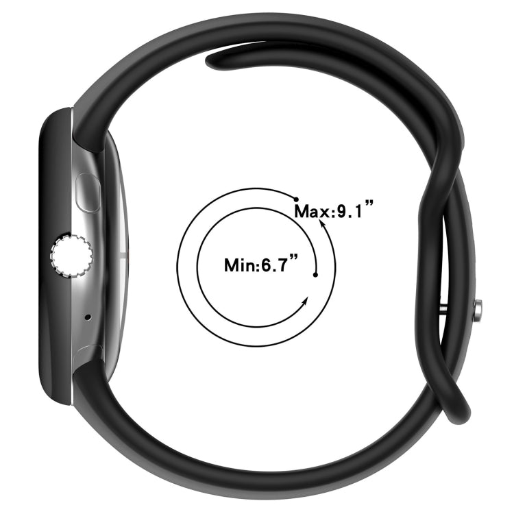 Bracelet de montre en silicone avec boucle papillon de couleur unie, Taille:L, Pour Google Pixel Watch 4 / Watch 3 45mm, Pour Google Pixel Watch 4 / 3 / 2 / 1 41mm