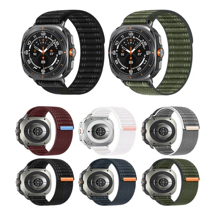 Bracelet de montre en nylon à motif vagues pour Samsung Galaxy Watch Ultra 47 mm / Ultra 2025, fermeture auto-agrippante.