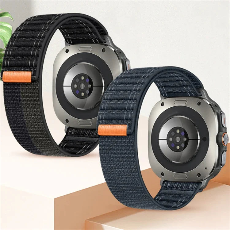 Bracelet de montre en nylon à motif vagues pour Samsung Galaxy Watch Ultra 47 mm / Ultra 2025, fermeture auto-agrippante.