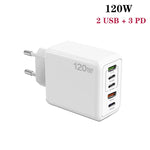 Chargeur multiport 120W 3 PD Type-C double USB pour téléphones mobiles, prise EU, prise EU