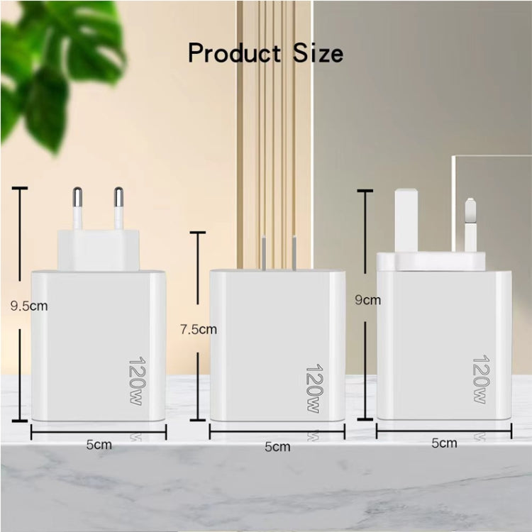 Chargeur multiport 120W 3 PD Type-C double USB pour téléphones mobiles, prise EU, prise EU