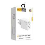 Chargeur multiport 120W 3 PD Type-C double USB pour téléphones mobiles, prise EU, prise EU