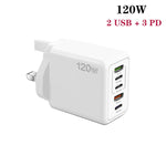 Chargeur multiport 120W 3 PD Type-C double USB pour téléphones mobiles, prise UK, prise UK