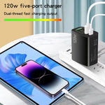 Chargeur multiport 120W 3 PD Type-C double USB pour téléphones mobiles, prise UK, prise UK