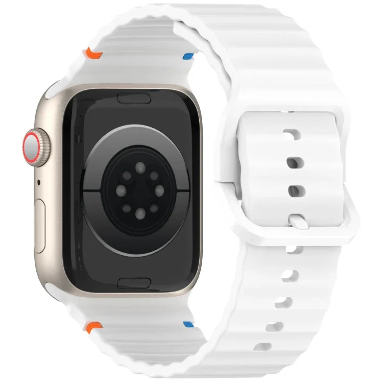 Wavy Grain Stitched Silicone Watch Band, For Apple Watch SE 2023 44mm, For Apple Watch SE 2023 40mm, For Apple Watch Ultra 2 49mm, For Apple Watch Series 9 45mm