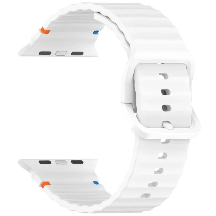 Bracelet de montre en silicone cousu à grain ondulé, pour Apple Watch Series 4 44mm, pour Apple Watch Series 4 40mm, pour Apple Watch Series 3 38mm, pour Apple Watch Series 3 42mm