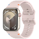 Bracelet de montre en silicone cousu à grain ondulé, pour Apple Watch Series 4 44mm, pour Apple Watch Series 4 40mm, pour Apple Watch Series 3 38mm, pour Apple Watch Series 3 42mm